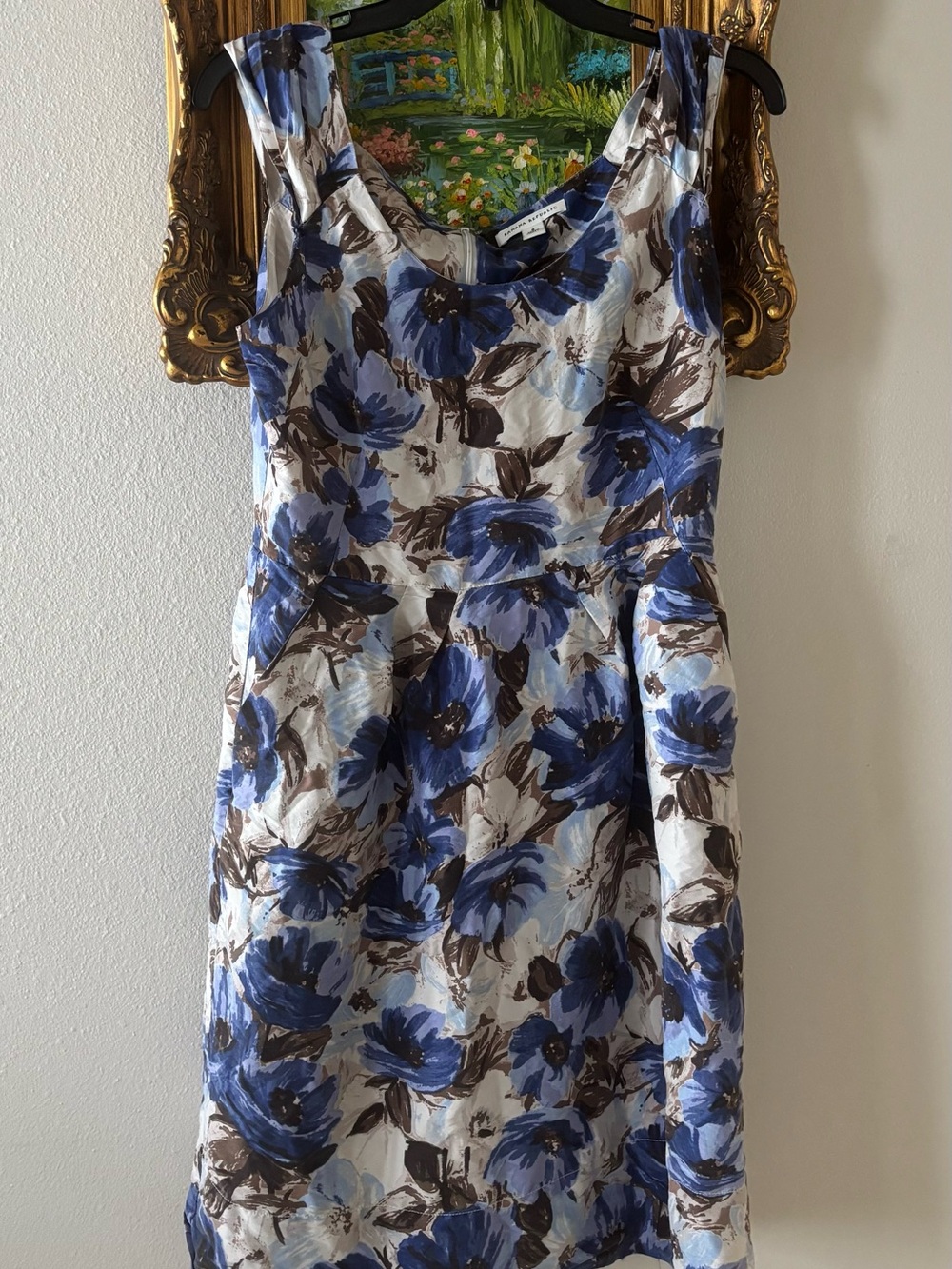 Banana Republic Blue and Brown Floral Silk Midi Dress